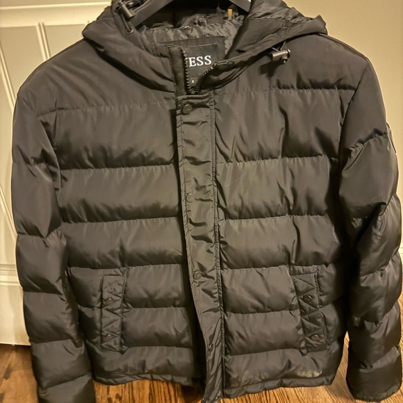 Guess Other - Guess Charcoal Hooded Puffer Jacket